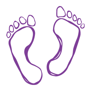 Symbol of a hand-drawn purple feet