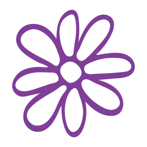 Symbol of a hand-drawn purple flower