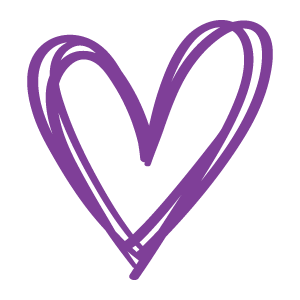 Symbol of a hand-drawn purple heart