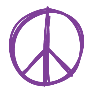 Symbol of a hand-drawn purple peace