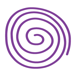 Symbol of a hand-drawn purple spiral