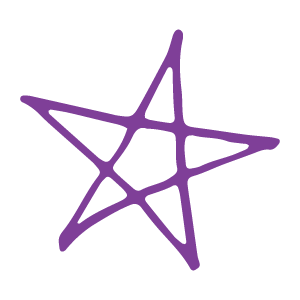 Symbol of a hand-drawn purple five-point star